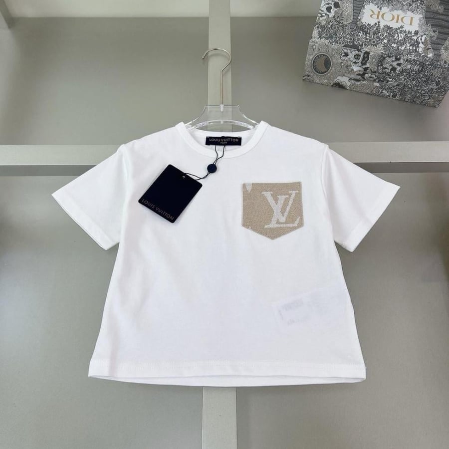 Children's set of two pieces, white and beige color