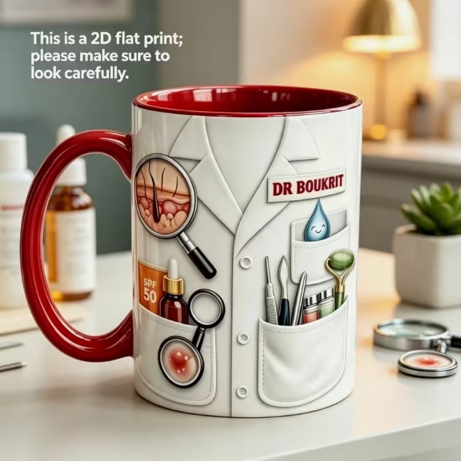 كوب سيراميك يكتب الاسم عليه بتصميم فريد بتفاصيل بصرية بارزة تشبه العناصر الحقيقية