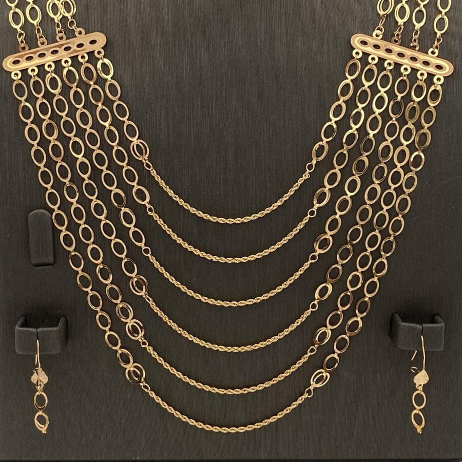 طقم شلال ذهب عيار 21 وزن 10.14 جرام 6 ادوار بتصميم عصري فاخر