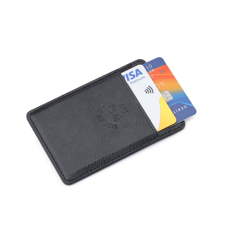 ROMA - حامل بطاقات Santhome® 2 في 1 وبطاقة أعمال رقمية NFC مدمجة - أسود