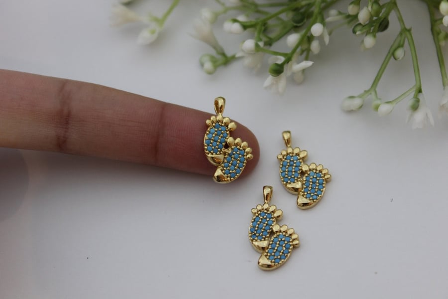 x20x11mm Shiny Gold Plated Baby Foot Pendant Charms, Baby Foot Pendant