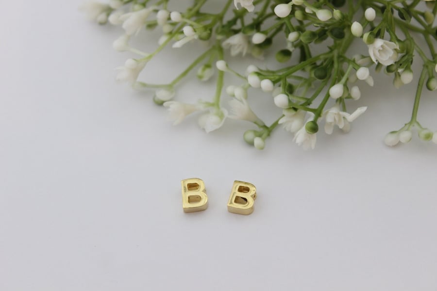 8x10mm 24 Shiny Gold Letters, Letter Charms, Letter Beads