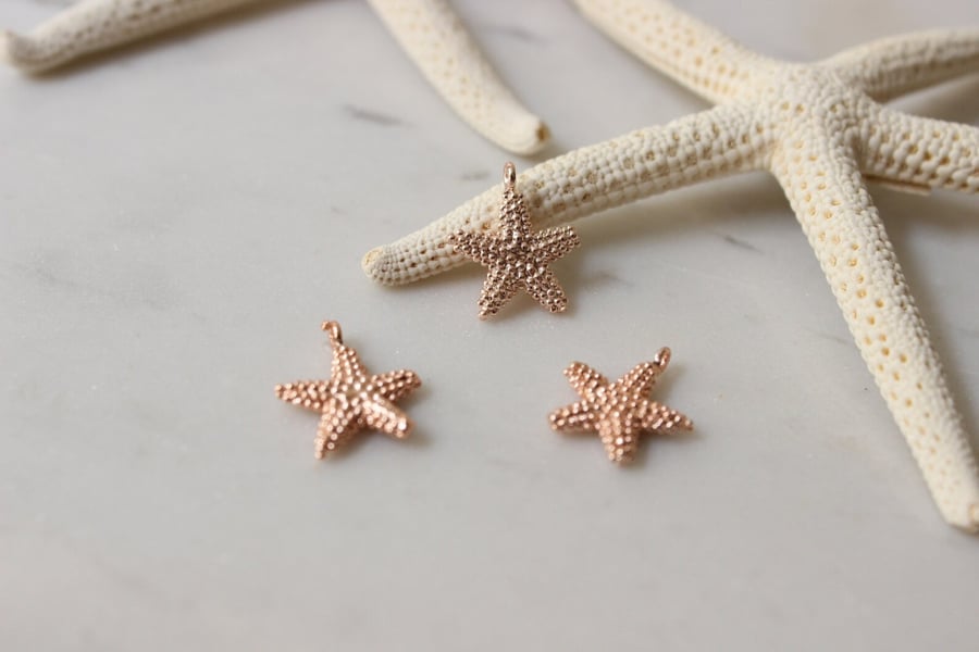 13x16mm Rose Gold Starfish, Starfish Charms, Sea Animals, Starfish Pendant