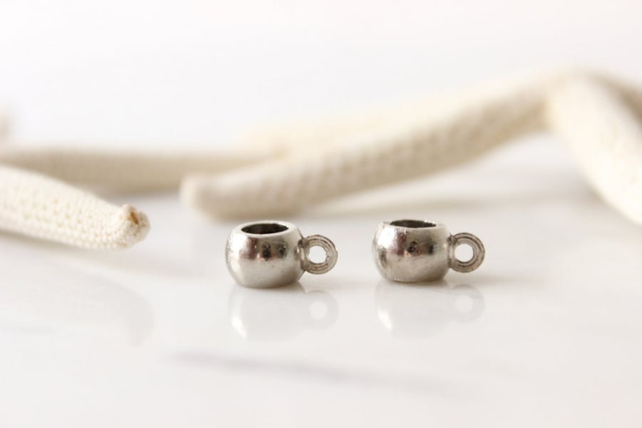 4x9mm Rhodium Silver Plated Tube Beads, Connector Tube Beads