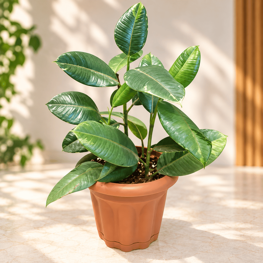 فيكس مطاطي مبرقش Variegated Rubber Plant