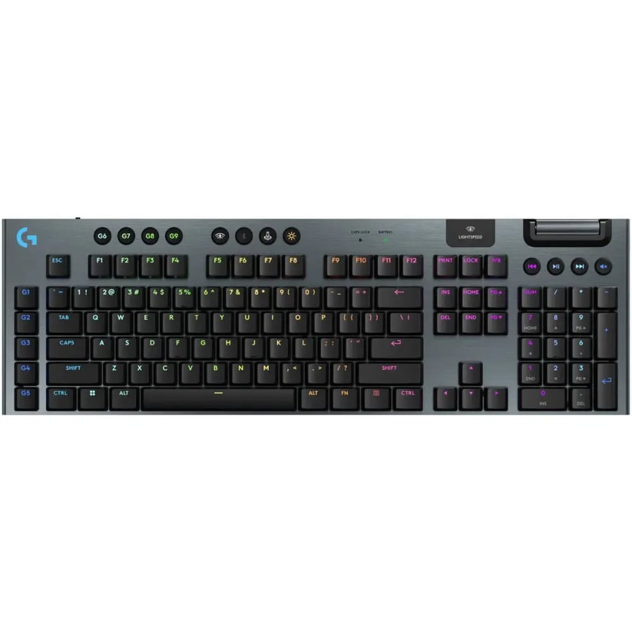 لوجيتيك لوحة مفاتيح الألعاب الميكانيكية لاسلكية G G915 X LIGHTSPEED منخفضة الارتفاع, RGB, سوداء, 920 012676 24 شهر ضمان من المصنع.