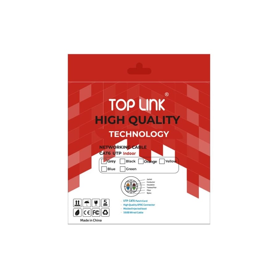 Network cable Top Link 3 meters CEBLE TOPLINK UTP CAT 6 3M