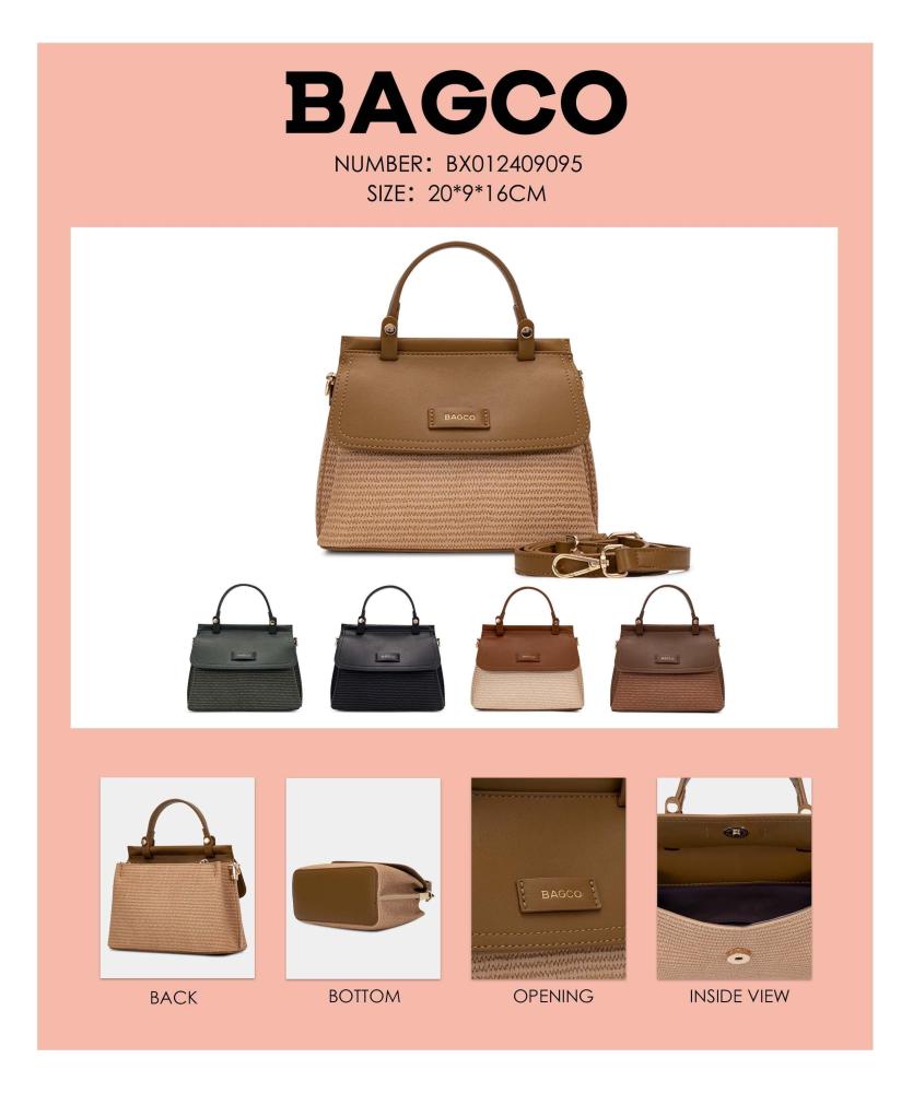 شنطة يد نسائية جلد وقماش أخضر غامق من BAGCO – تصميم أنيق بلمسة عصرية