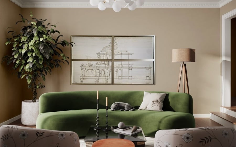 A set of 4 paintings with a total size of height 105 and width 175. The price includes the entire set with frames. The production time for the painting is from 7 to 10 days, after which the product is shipped to the customer.