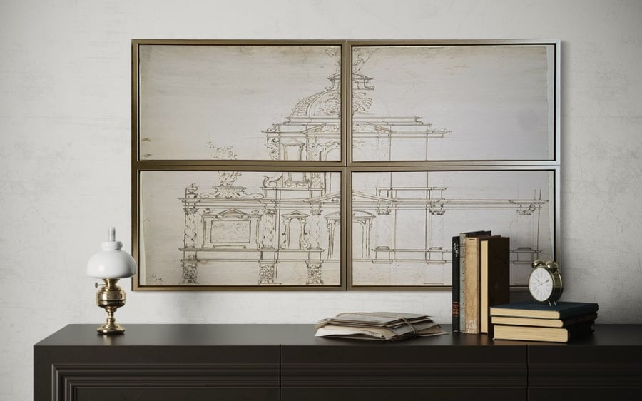 A set of 4 paintings with a total size of height 105 and width 175. The price includes the entire set with frames. The production time for the painting is from 7 to 10 days, after which the product is shipped to the customer.