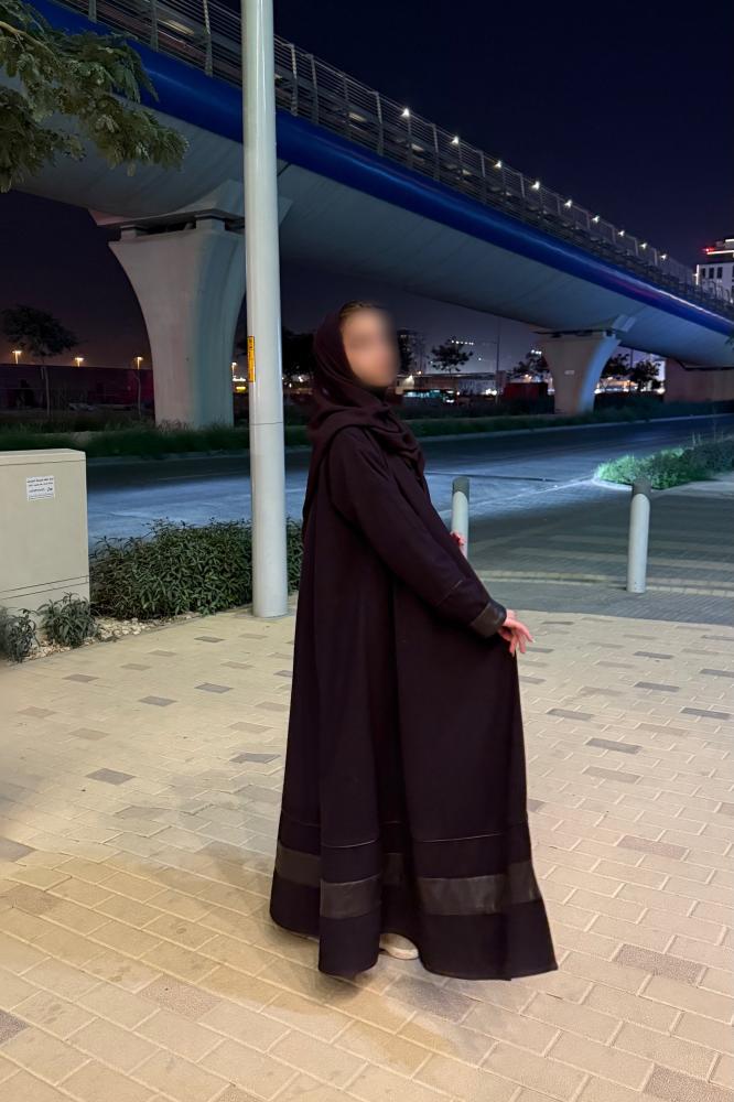 Winter abaya, cashmere wool and leather
