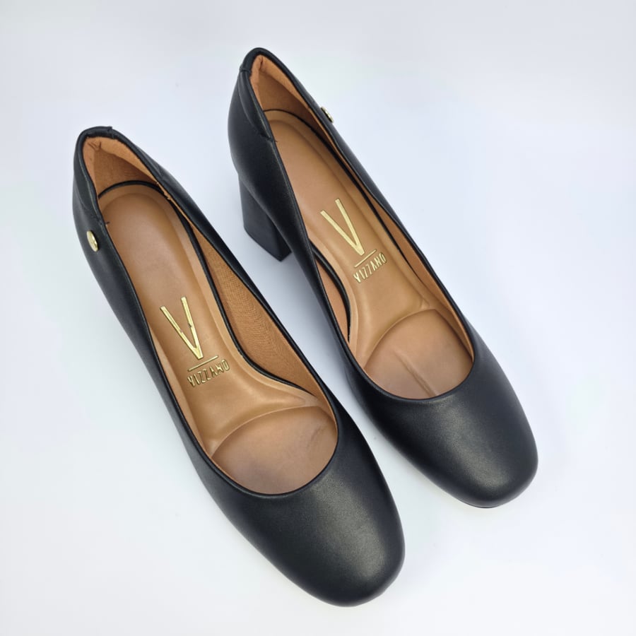 جزمة نسائي كعب برازيلي-  BLACK -1446-100 - VIZZANO