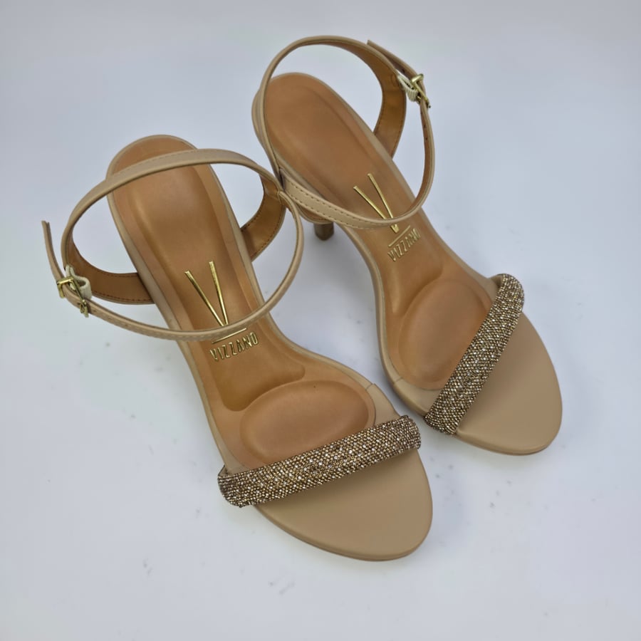 صندل نسائي كعب برازيلي - 6210-1039 - BEIGE - VIZZANO