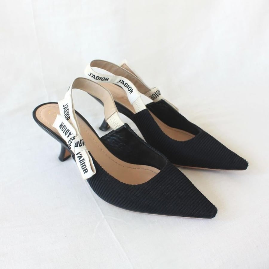 كعب نسائي Dior J'Adior Slingback أسود قماشي