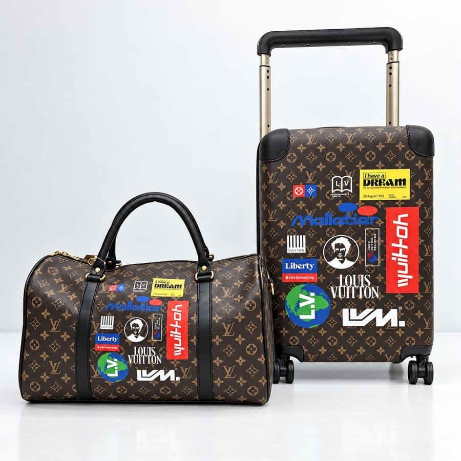 LV Brown Monogram Sticker Travel Set
