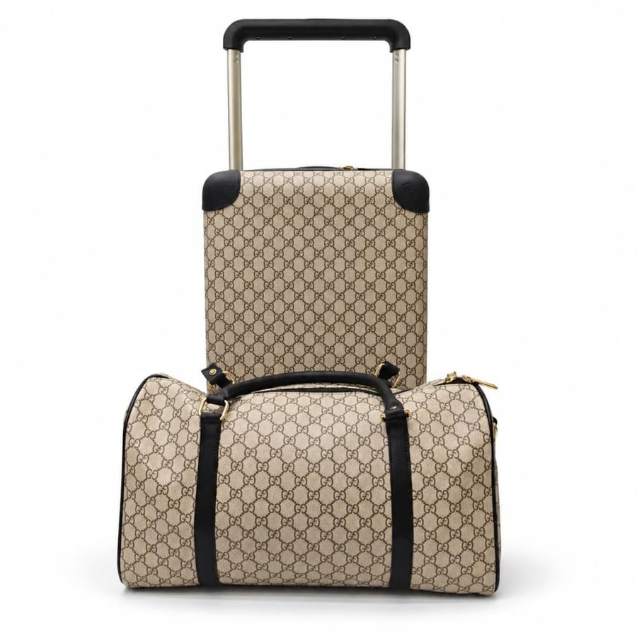 Gucci Beige GG Black Trim Travel Set