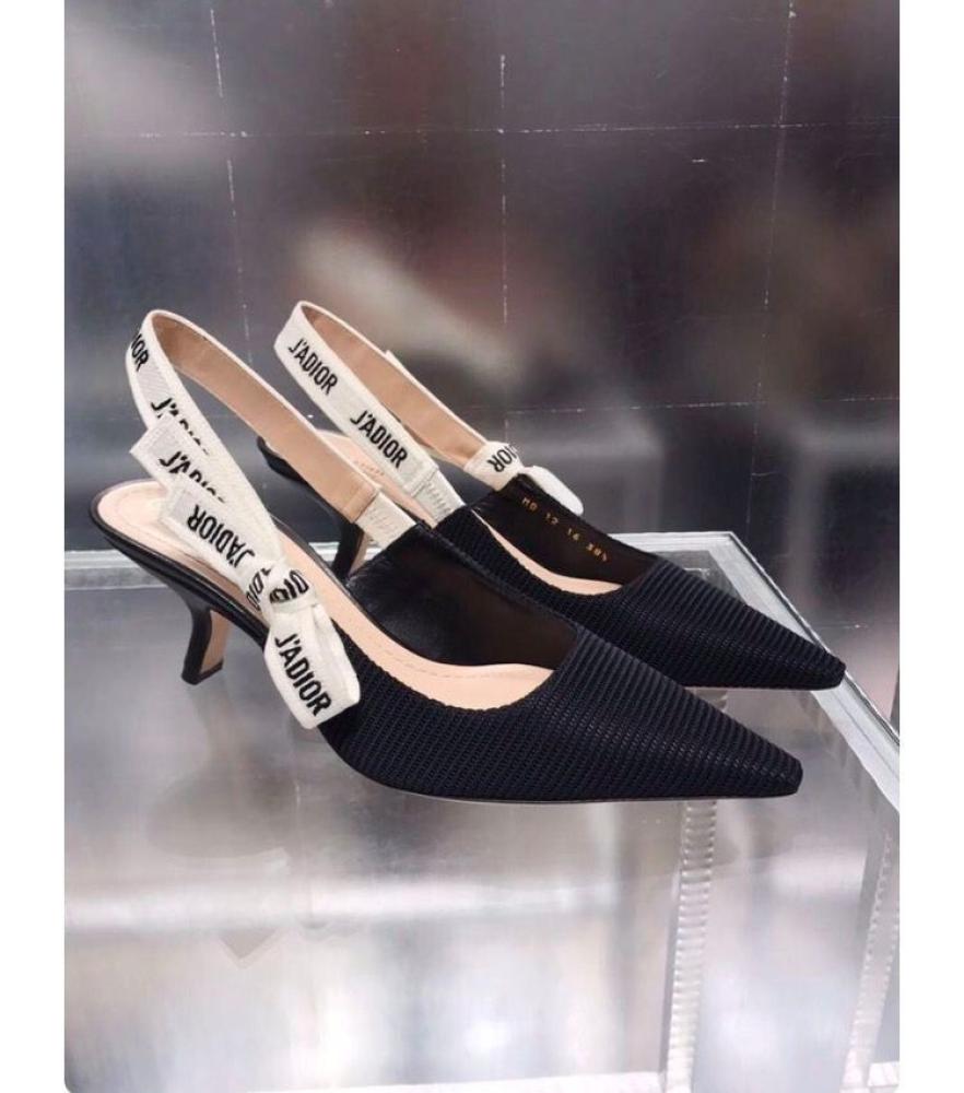 كعب نسائي Dior J'Adior Slingback أسود قماشي