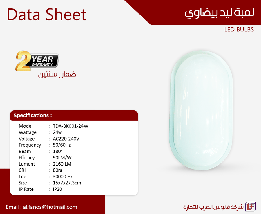 ليد جداري بيضاوي