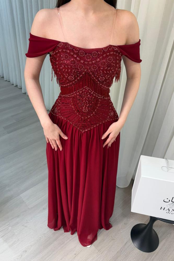 فستان حنان الون برغندي