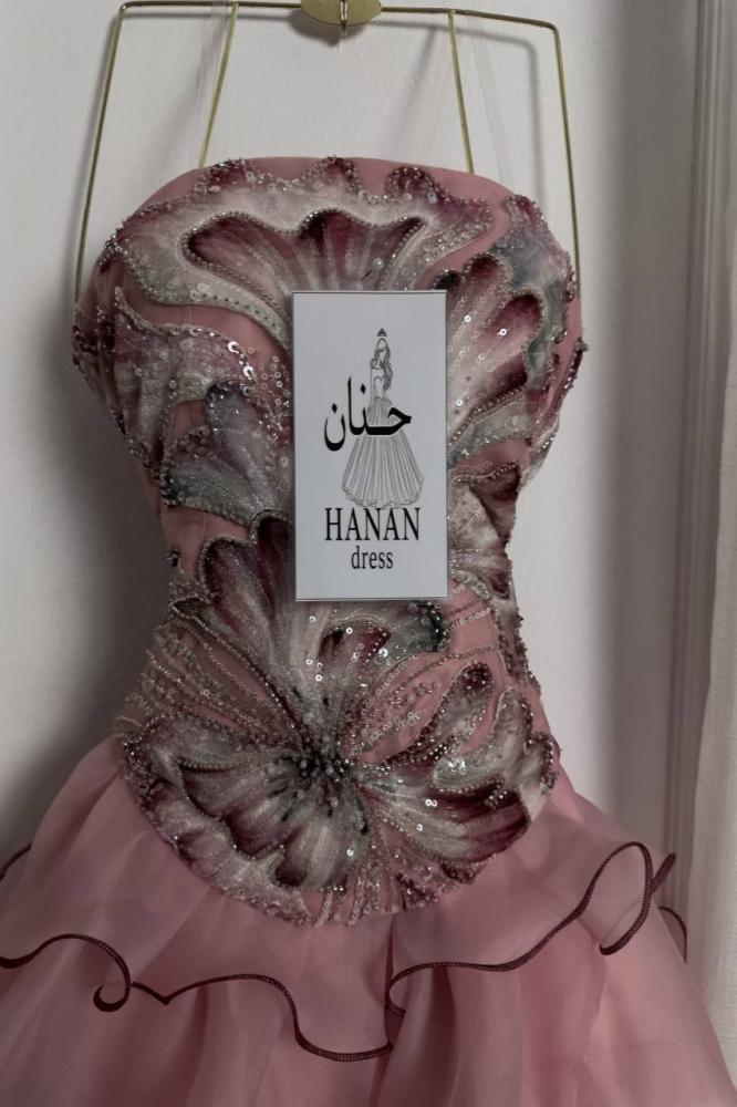 فستان هيلا سهره صدره كلفه خرز على ترت من الاسفل جازار