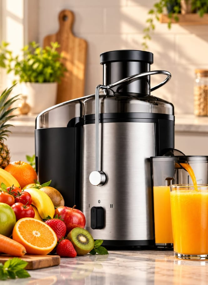 عصارة الطرد المركزي 800W عصارة الفاكهة والخضار 3 سرعة الإعداد