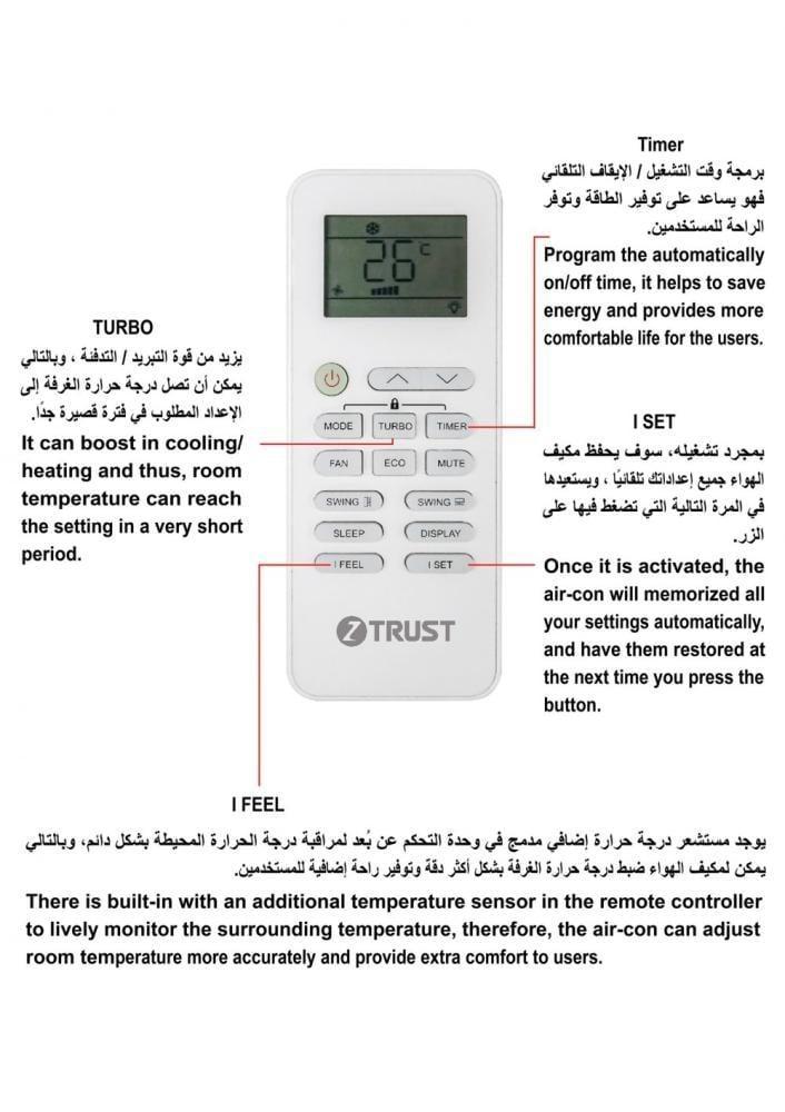 مكيف ز.ترست ايليت جداري 22900 وحدة ، انفرتر ، بارد