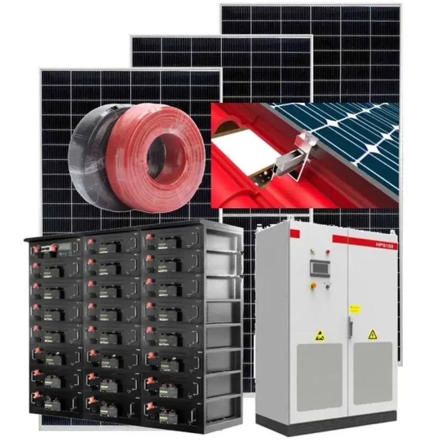 100kw نظام الطاقة الشمسية مجموعة هجينة كاملة مع LiFePO4 بطارية