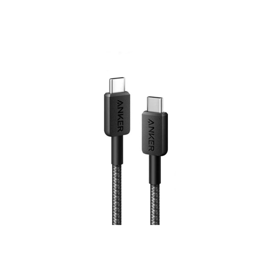 كيبل انكر USB-C إلى USB-C 60 واط سريع 0.9m اسود مضفر ومتين