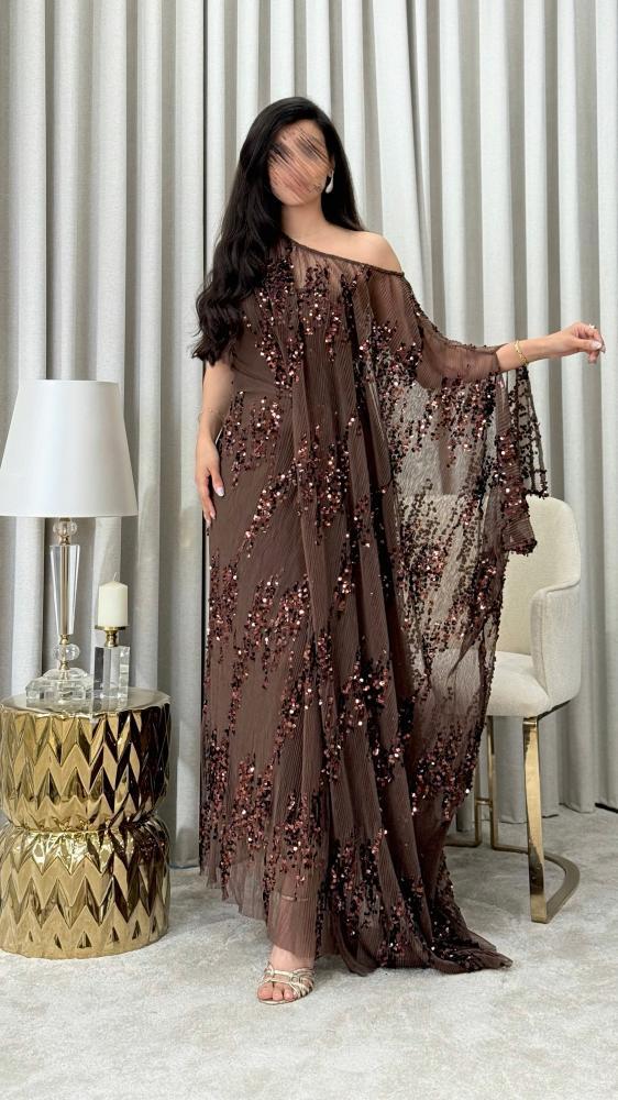 جلابية سهرة شك باللون الموكا