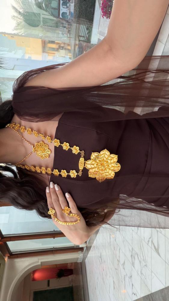 فستان سهره بني كريب شال تل