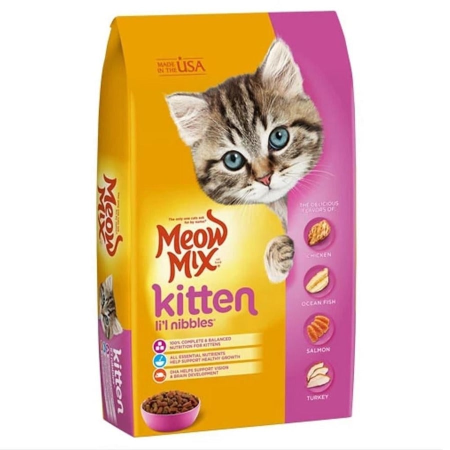 مياوميكس كيتن اكل جاف للقطط بالدجاج الديك الرومي والسلمون والاسماك المحيطية 1.43كجMeow mix kitten dry food cat 1.43kg