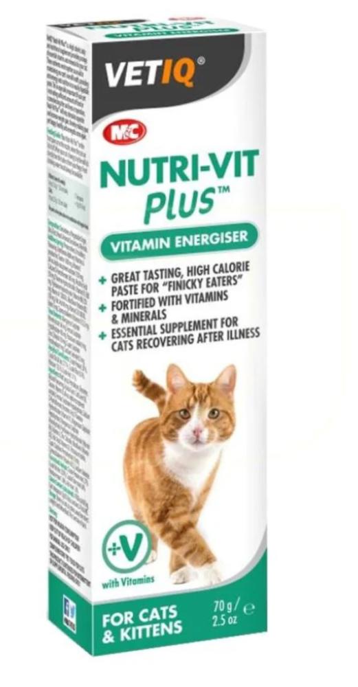 فيت اي كيو معجون غني بالفيتامينات للقطط الكبيرة والصغيرة 70جم VETIQ Nutri vit plus vitamin energiser for cats and kittens 70gm