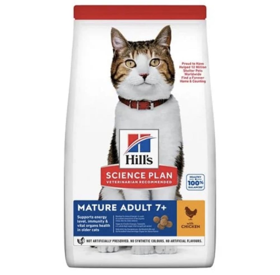 هيلز ساينس بلان طعام جاف للقطط الكبيرة 7+ بنكهة الدجاج 1.5كغ Hills science plan mature adult 7+ dry food cat 1.5kg
