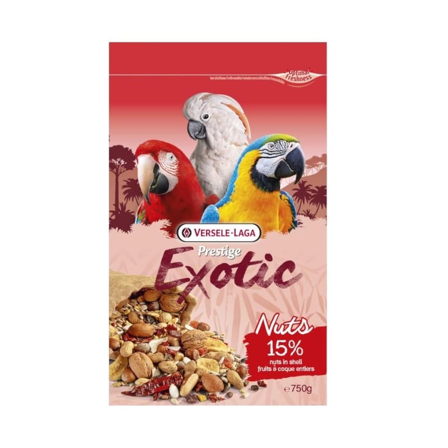 فيرسل لاقا برستيج اكزوتك ناتس ميكس مكافات للببغاوات بالمكسرات المشكلة  750جم  versele laga prestige exotic treats fot parrots with nuts mix 750gm