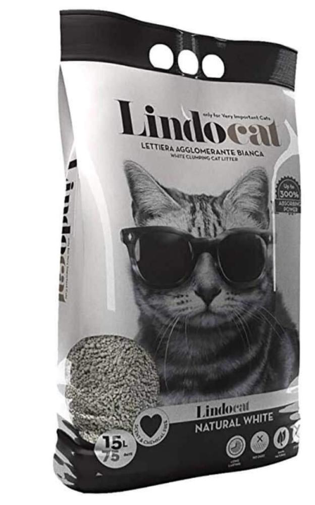 ليندو كات رمل للقطط ناتشورال وايت رمل ابيض ناعم بنتونيت ابيض بدون رائحة 15لتر Lindo cat natural white bentonite white cat litter unscented 15L