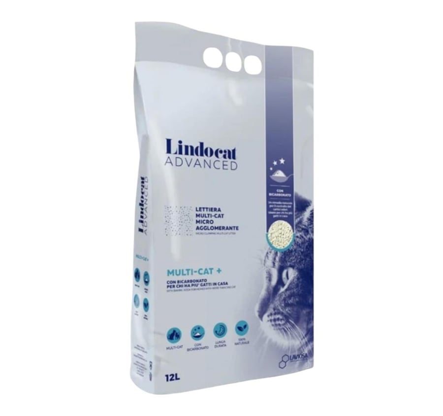 ليندو كات رمل للقطط ادفانسد عالي جودة مالتي كات بلس بدون رائحة 12لتر Lindo cat advanced multi cat plus cat litter unscented 12L