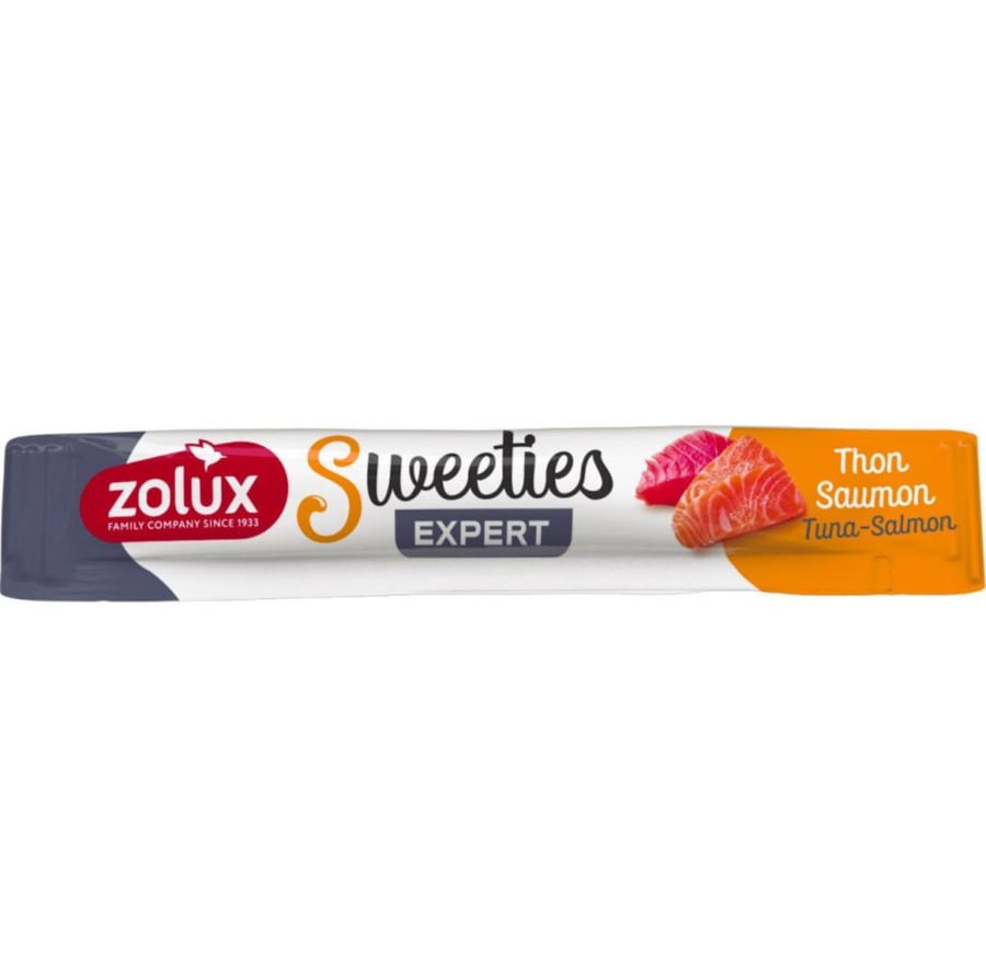 مكافات قطط زولكس كريمية بالتونا والسلمون  1ظرف 14جم treats cat zolux creamy tuna and salmon 1piece 14gm