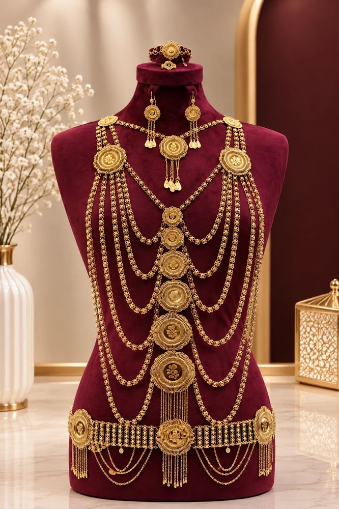 طقم مطلي بالذهب عيار ٢١