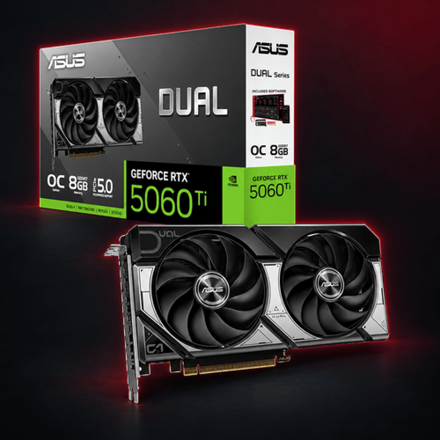 كرت شاشة ASUS DUAL GeForce RTX 5060 Ti OC 16GB – أسود