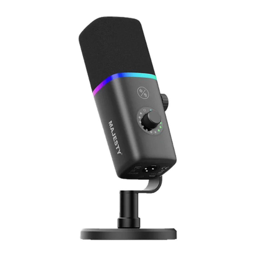 Majesty SM8 Professional Dynamic Microphone | USB-C, XLR, RGB, Real-Time Monitoring – Black مايكروفون احترافي للبثوث اسود