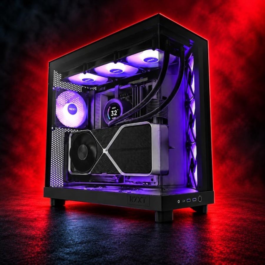 كيس كمبيوتر NZXT H6 Flow RGB إصدار 2023 بتصميم Dual Chamber - أسود