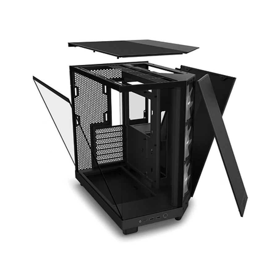 كيس كمبيوتر NZXT H6 Flow RGB إصدار 2023 بتصميم Dual Chamber - أسود
