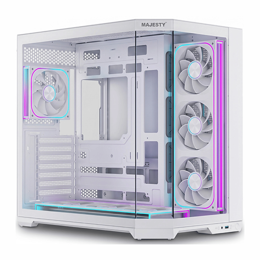 كيس ماجستي مافيرا  ابيض  Majesty Mid Mavera Pro ARGB Mid Tower Gaming Case | 7 ARGB Fans,  – White