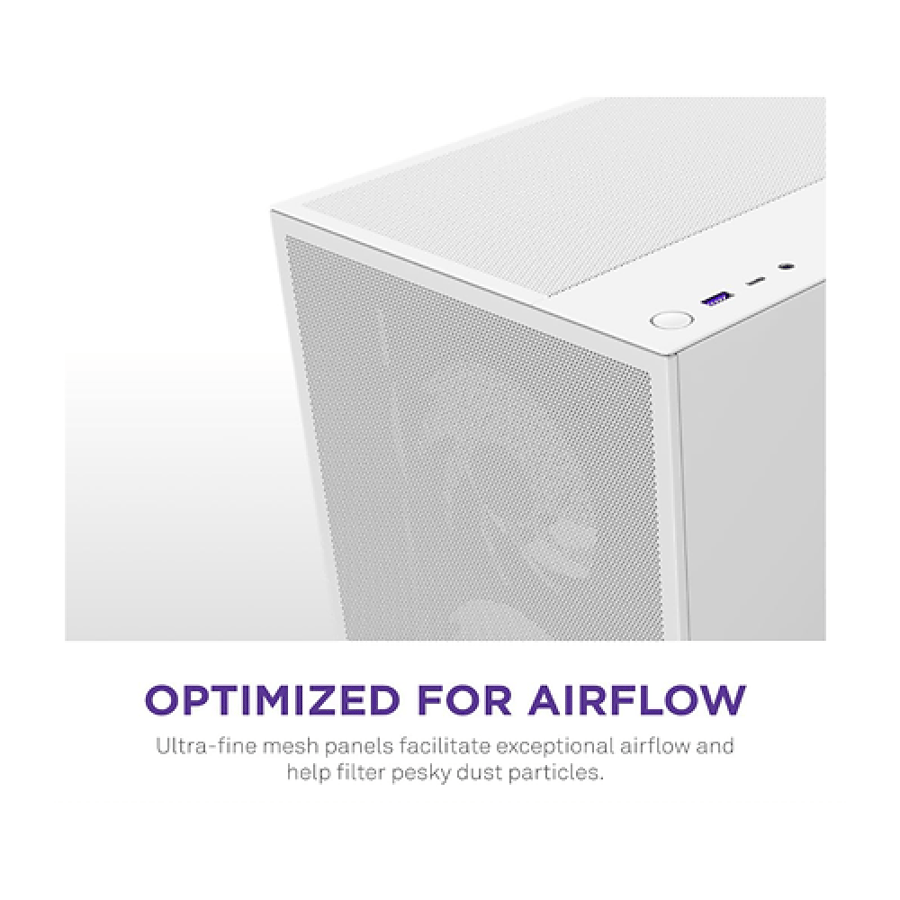 كيس كمبيوتر NZXT H5 Flow RGB إصدار 2024 بتصميم Mid Tower - أبيض