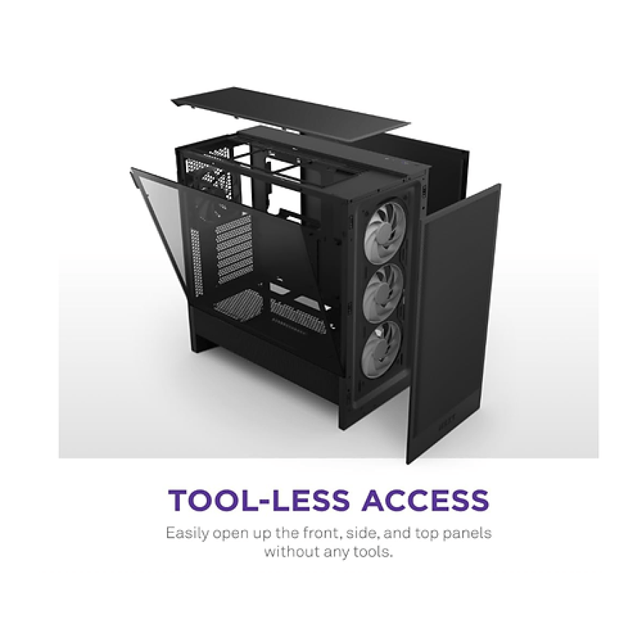 كيس كمبيوتر NZXT H5 Flow RGB إصدار 2024 بتصميم Mid Tower - أسود