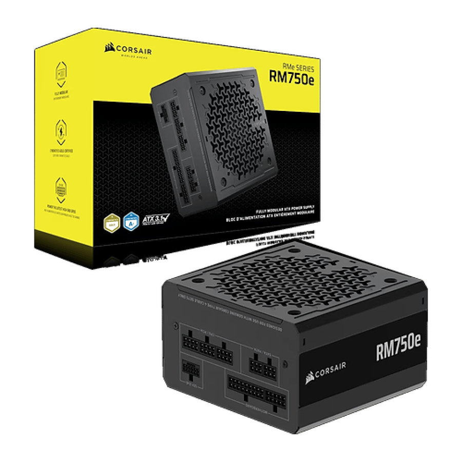 مزود طاقة CORSAIR RM750e 750W بكفاءة Cybenetics Gold وكابلات Fully Modular