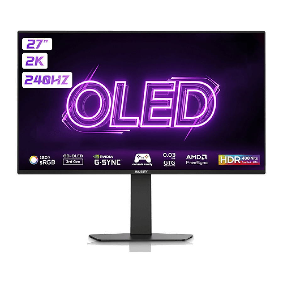 شاشة ماجستي MAJESTY GAMING MONITOR OLED (HAS)27 INCH QHD 240Hz-- OLED