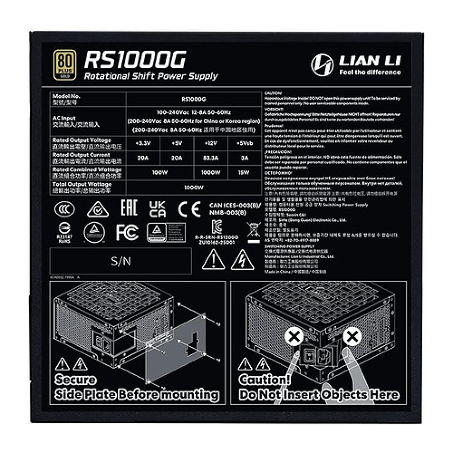 Lian Li P.Supply RS Series 1000W 80+ Gold FM Black, UK