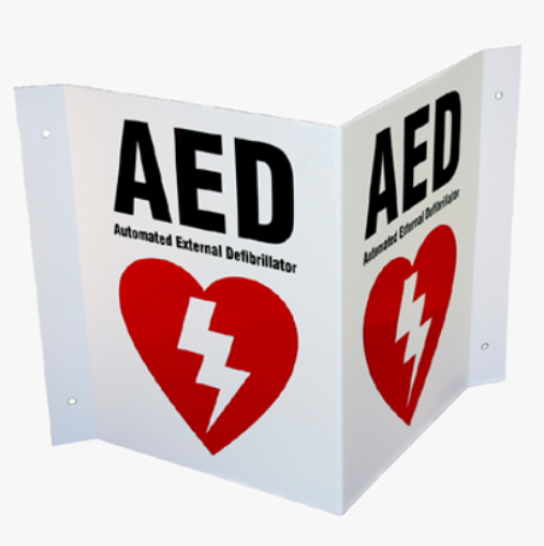 لوحه علامة جهاز صدمات القلب بلاستيك AED