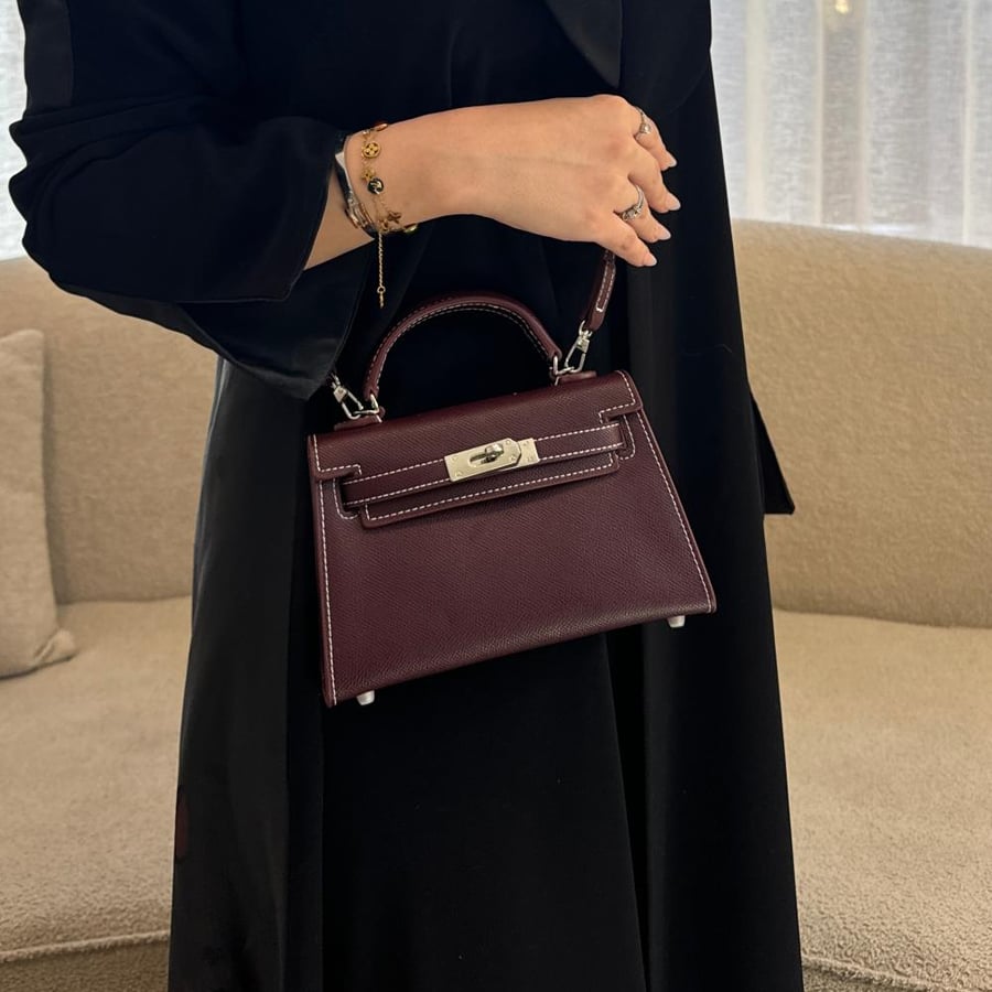 هرمز كيلي عنابي خيط ابيض  (ميني 19cm)